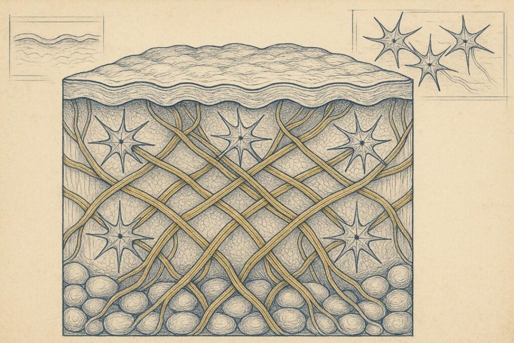 Da vinci style illustration of the skin layers