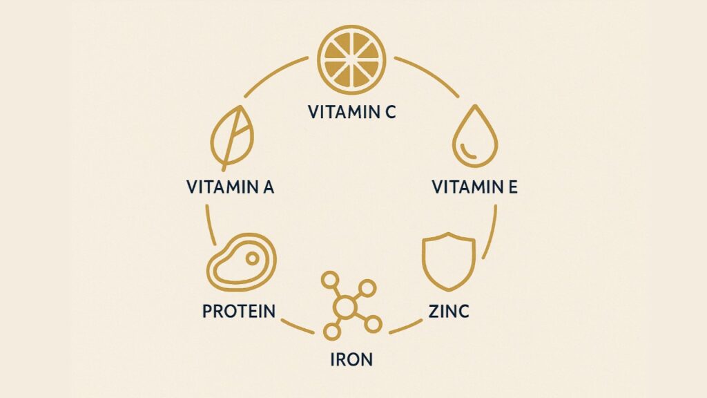 illustration of nutrients key for collagen production