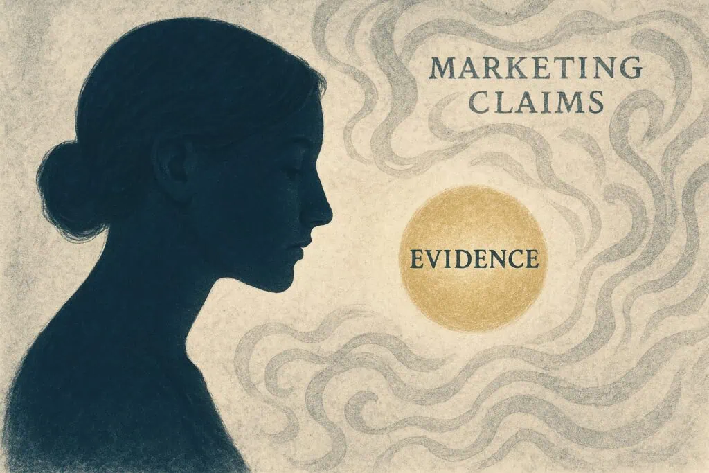 abstract art illustration of importance of weighting evidence and marketing claims