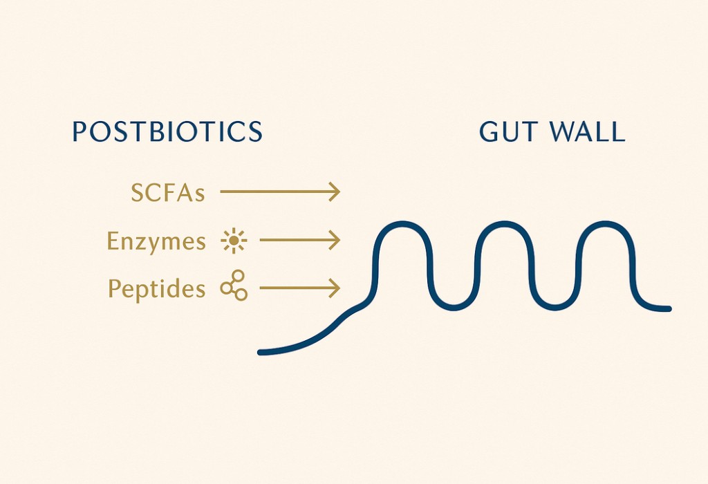 how SCFAs, Enzymes abd peptides impact gut lining and overal gut health