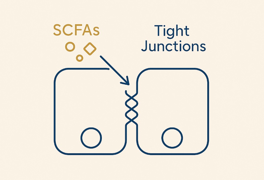 Image showing how short chain fatty acids contribute to tight junctions health in gut lining
