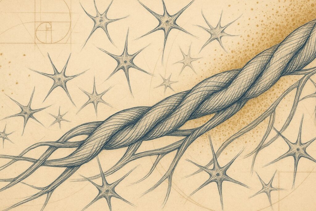 Da vinci style illustration of collage fibril