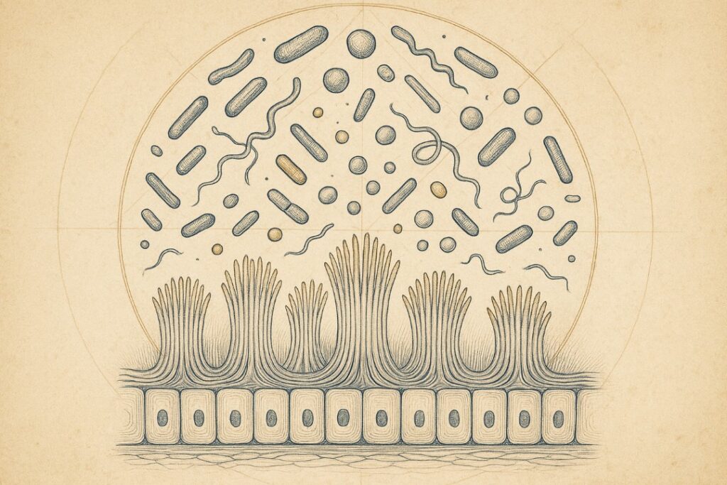 Da vinici style illustration of intestinal lining