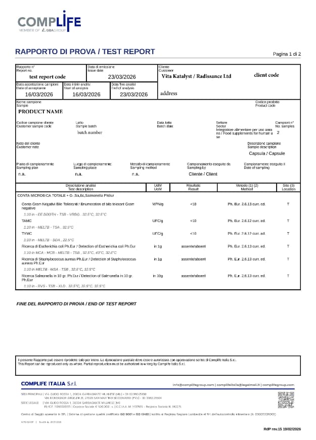 Microbial Analysis COA Template